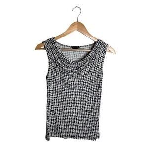 Banana Republic Cowl Neck Sleeveless Top Size XS Polka Dot Grey Oversized